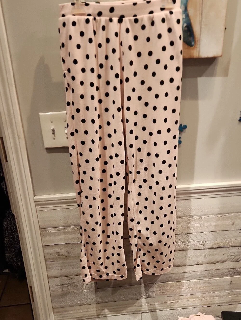 kate spade Pink and Black Polka Dot Two-Piece Pajama Set Sz M